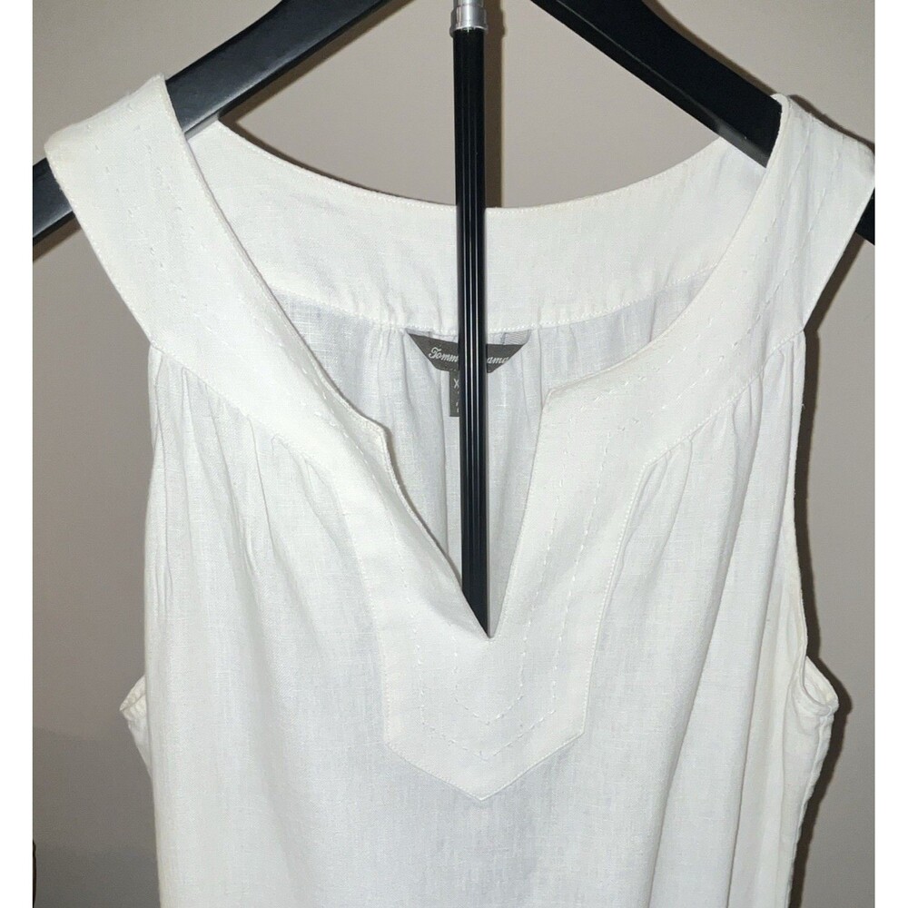 Tommy Bahama White Solid V-Neck Sleeveless Knee Dress Womens XL/TG - Picture 4 of 4